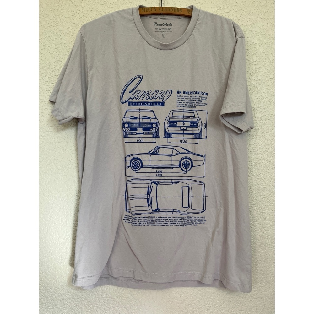 Resto Mods Chevrolet Camaro Blueprint Men’s Tee Size Large